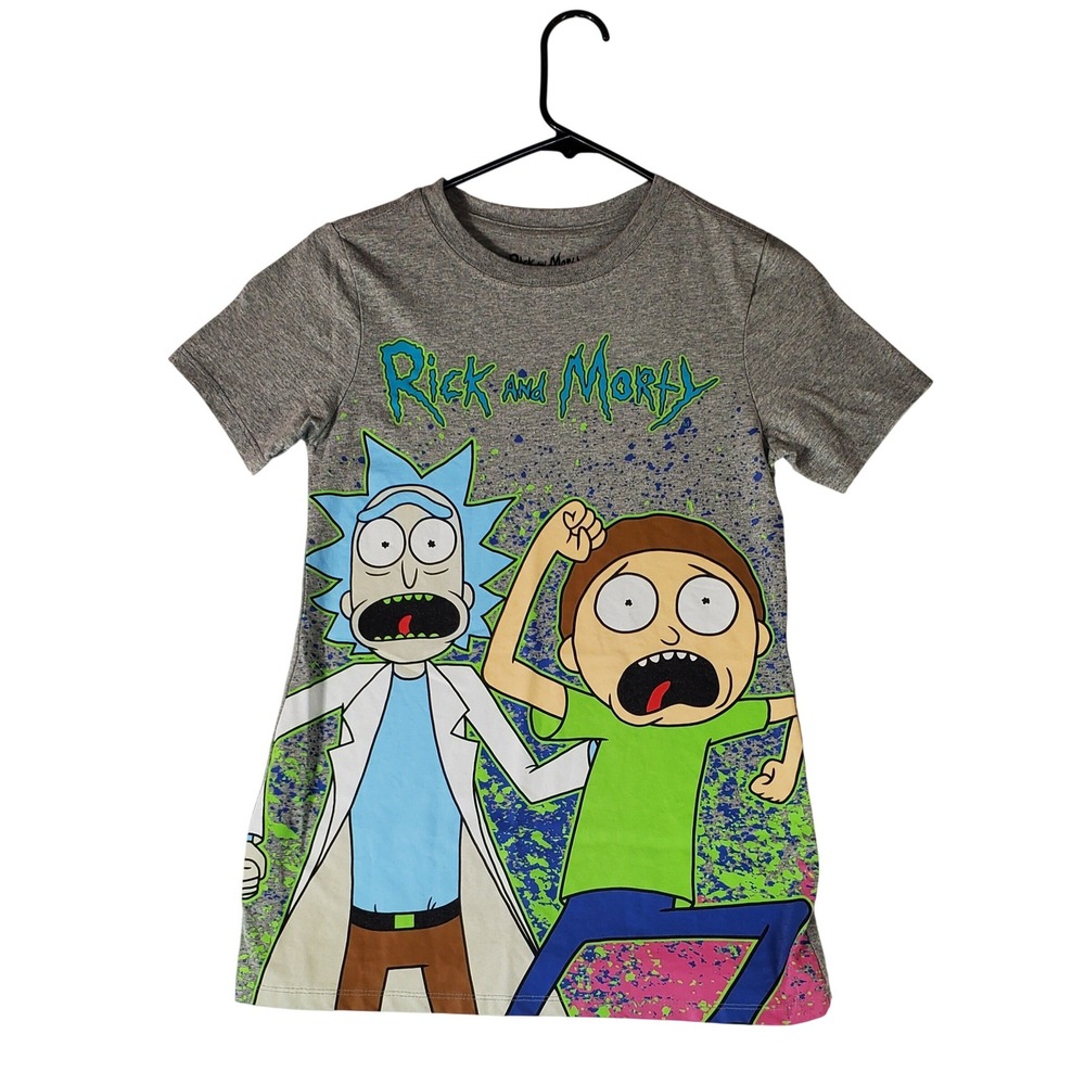 Rick and Morty Adult Swim Graphic T-Shirt Grey Heather Small 3/5 Cartoon Network